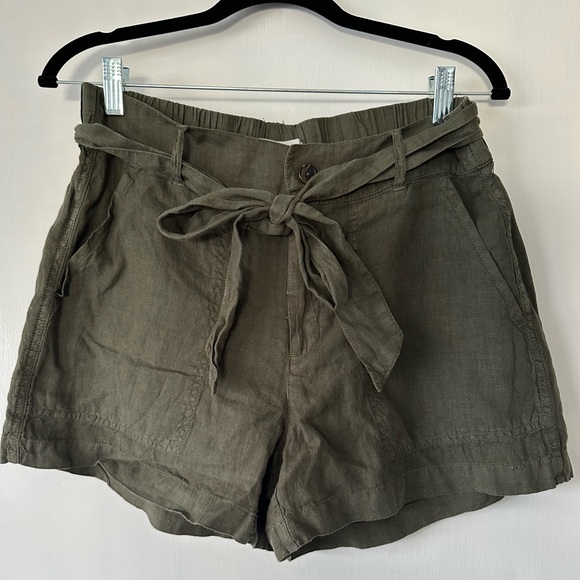 LOFT Lou & Gray Army Green Linen Shorts with Belt. NWT. - Picture 3 of 6